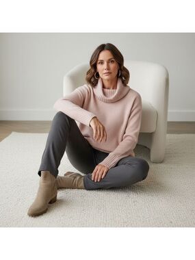 Laundry Shelli Segal Sweater Pink Wide Sleeve Turtleneck Oversized Womens Medium